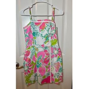 Lilly Pulitzer Pink Patterned Dress with White Embroidery Size 2